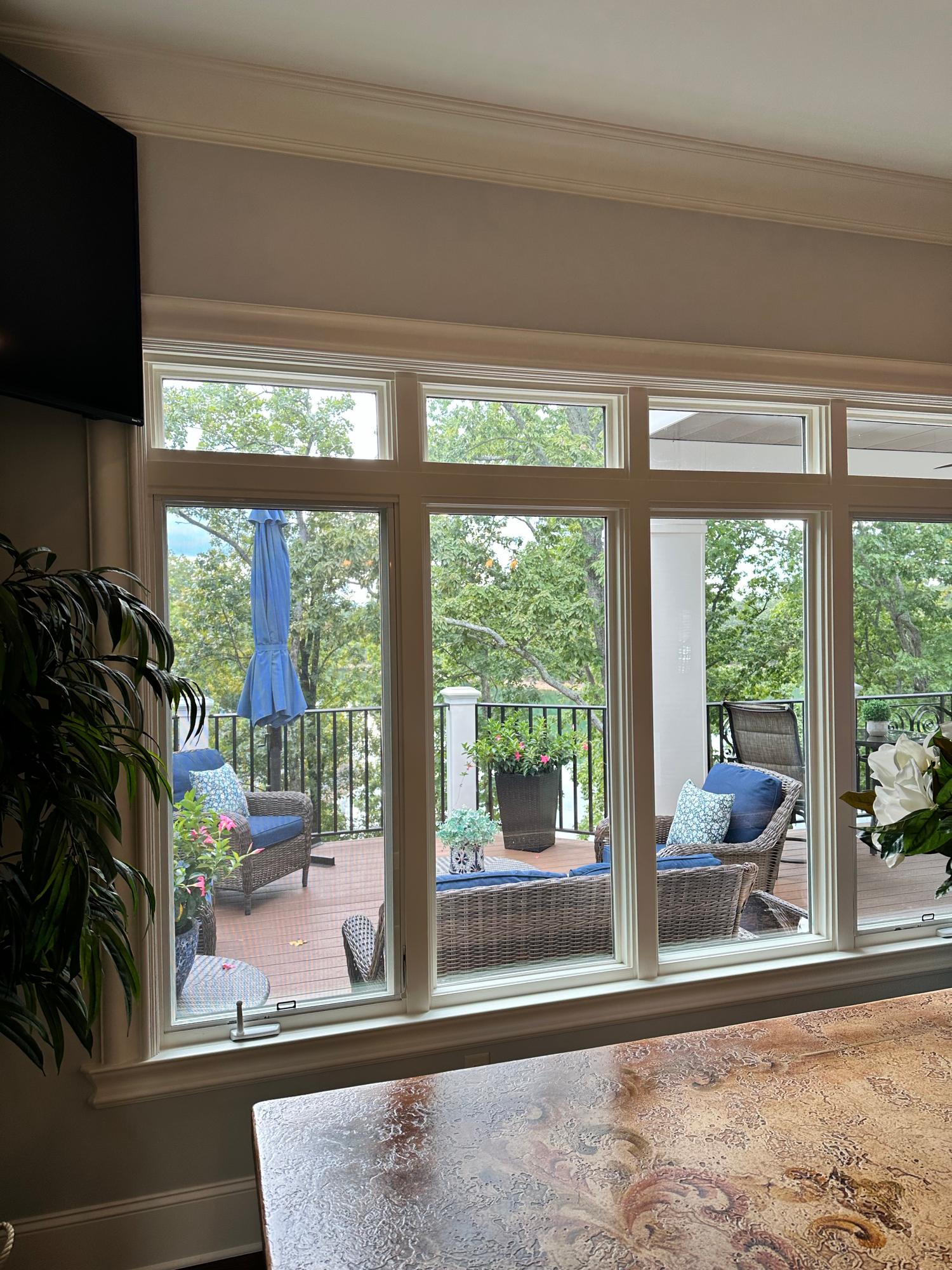 Lake-view windows from interior — Lake Lanier custom home by Keystone South Construction